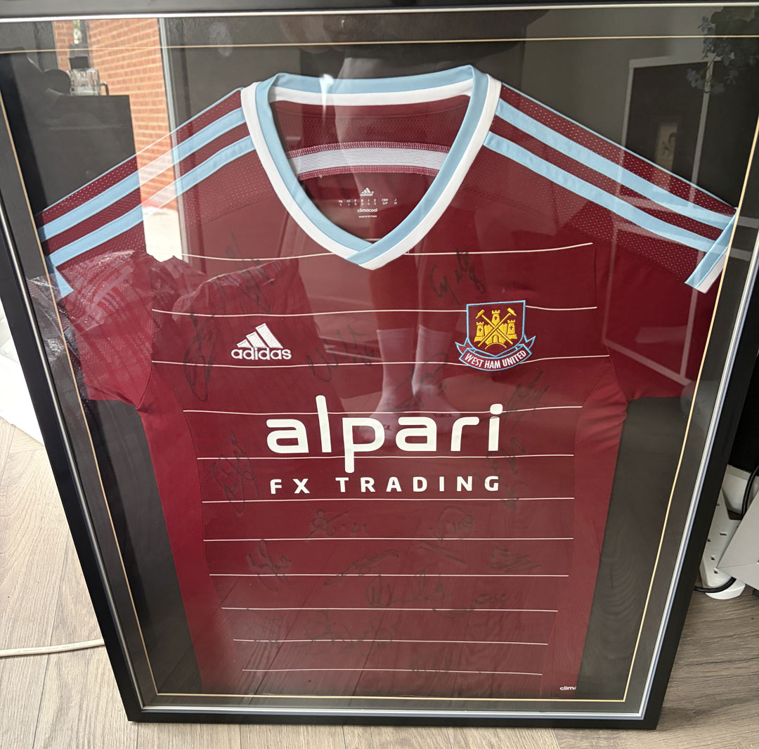 Framed West Ham United Shirt Featuring Multiple Signatures